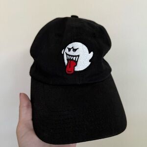 Black Cap with Embroidered Ghost Design boo super Mario